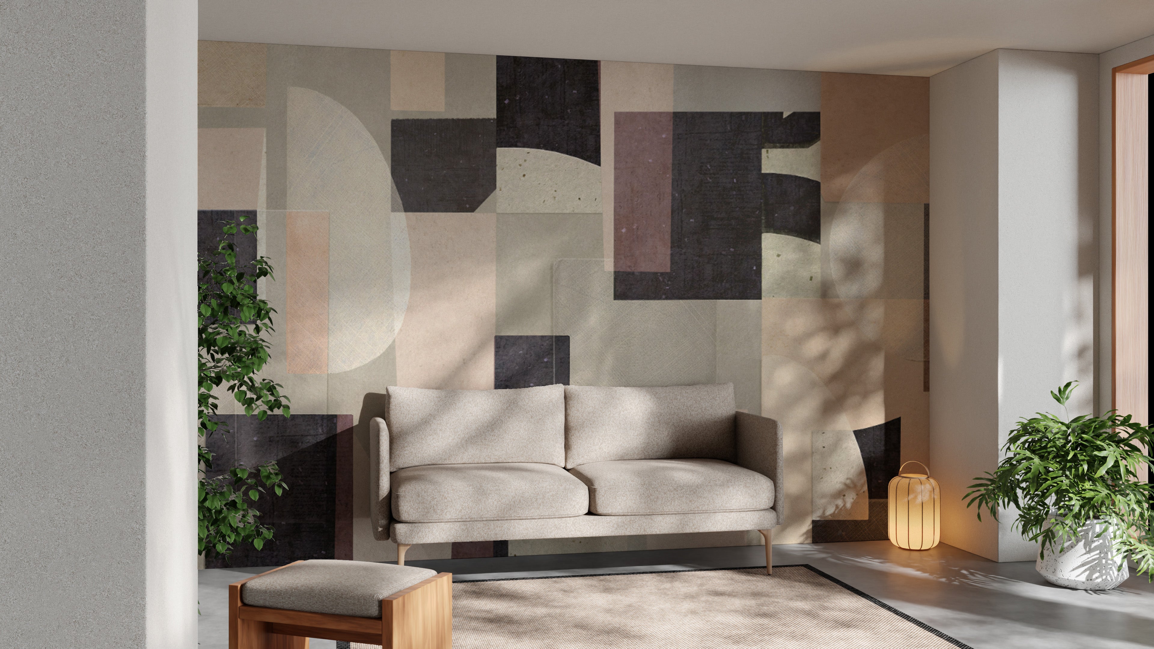 Removable Wallpaper,Loft Wall Mural,Concrete Geometry, Vinyl or Self outlet Adhesive