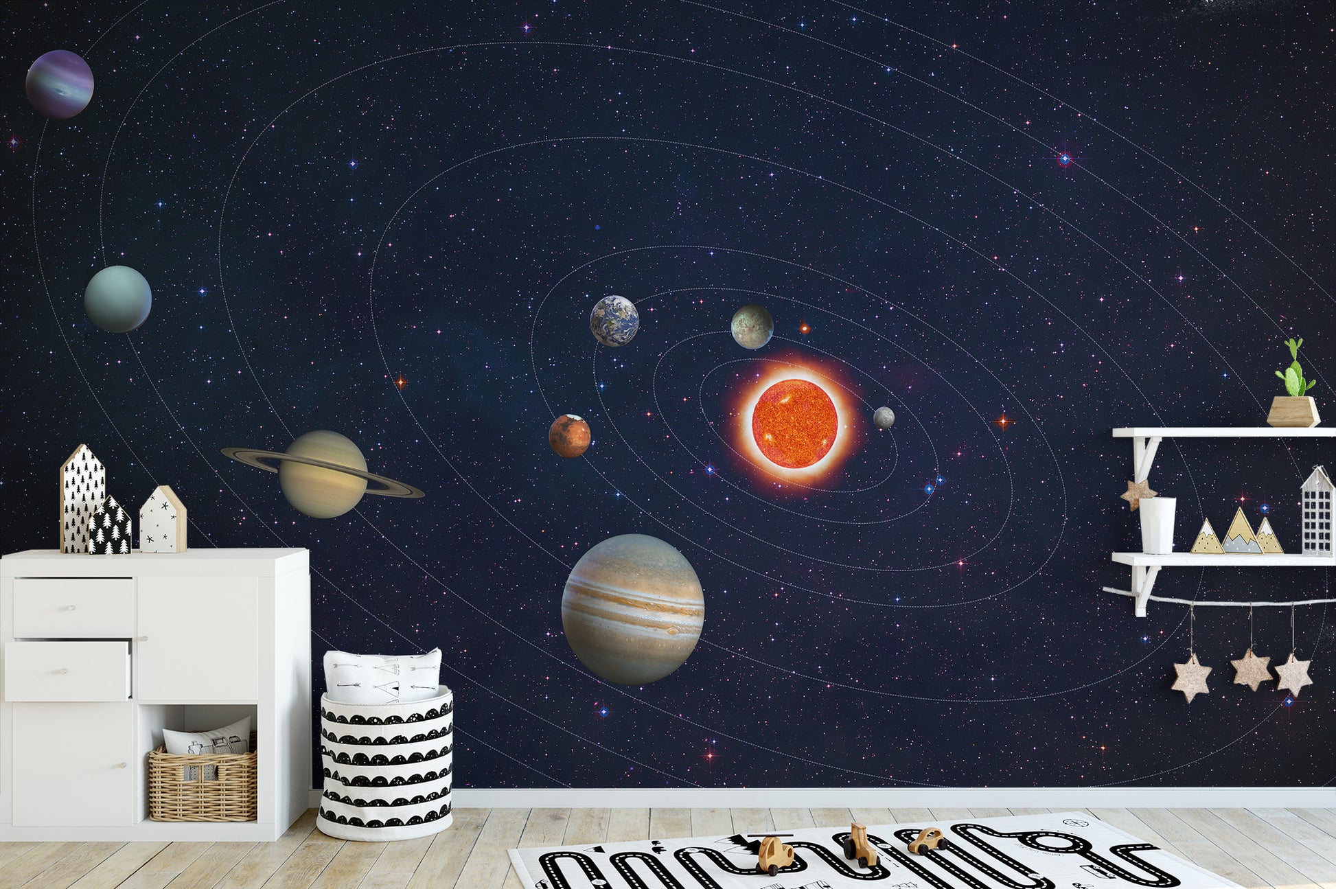 Astronomical planets and stars wall mural