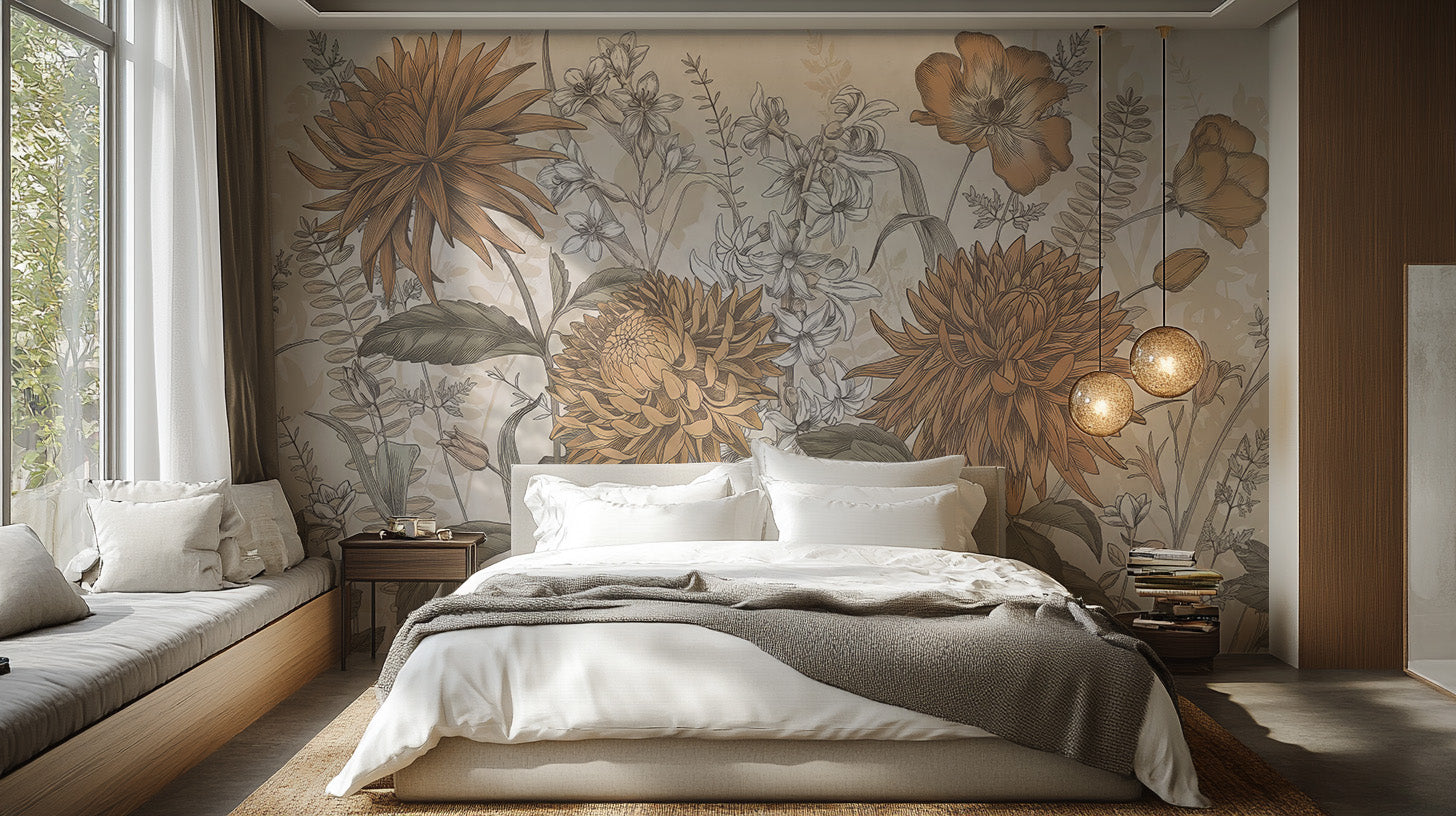 Rustic Botanical Artistry Wallpaper Mural