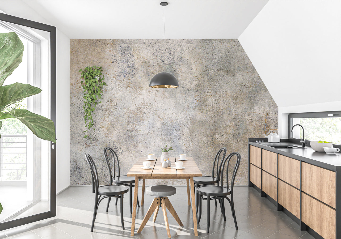 Rustic Gray Cement Texture Wall Mural