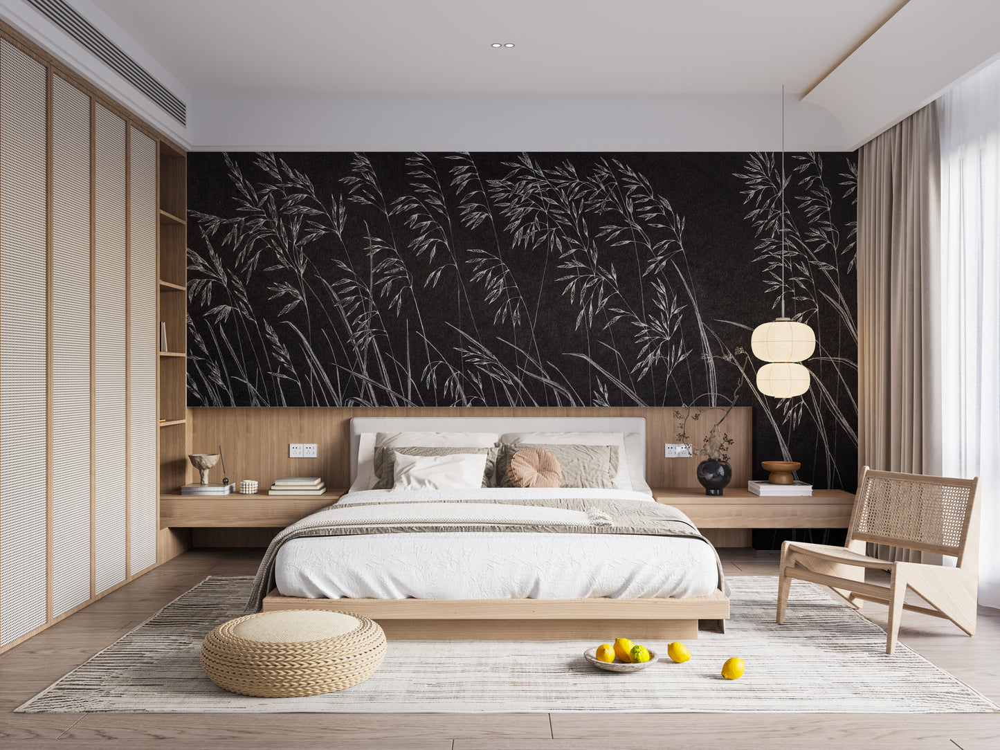 Dark Artistic Reeds Wallpaper Murals