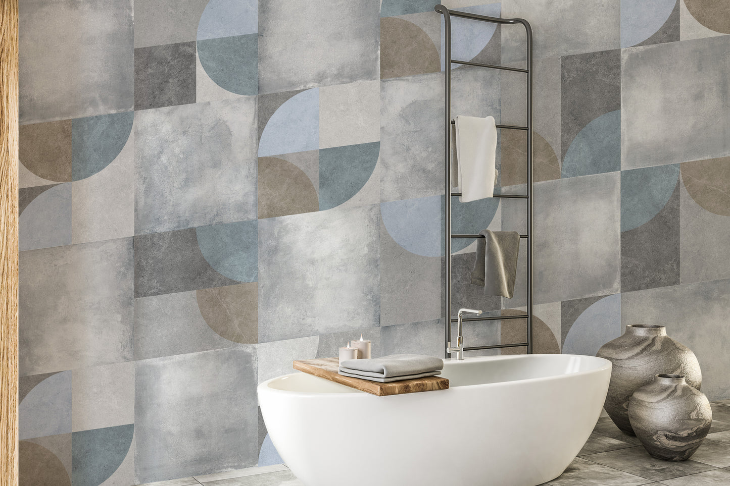 Geometric pattern cement wallpaper design