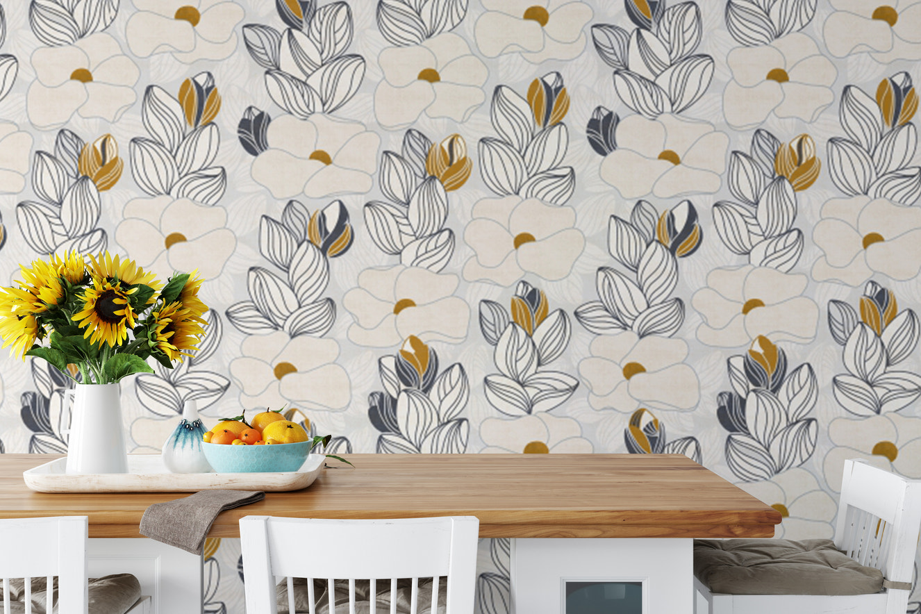 Whimsical Water Lilies peel and stick wallpaper