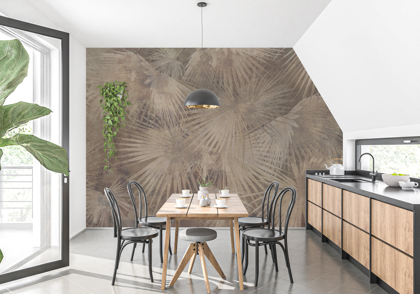 Tropical Palm Leaves Wallpaper Mural