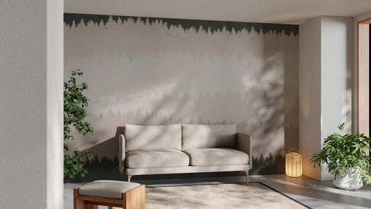 Chic living room style with Shaded Timber Illusion wallpaper