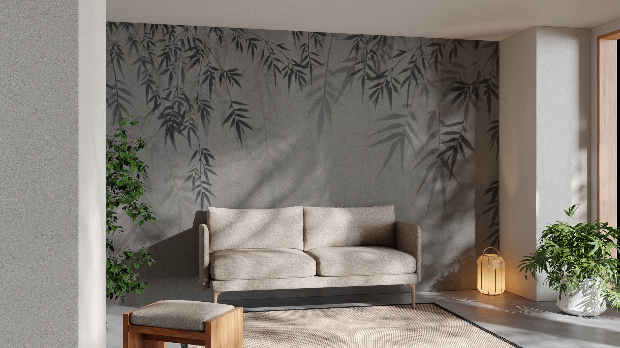 High-quality minimalist wallpaper with organic leaf designs
