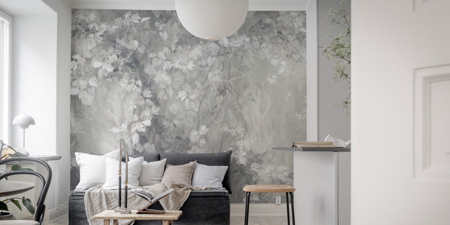 Slate Leaf Silhouette Panorama Wall Mural