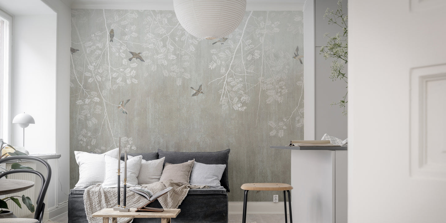 Chic Bohemian Bird Accent Wallpaper