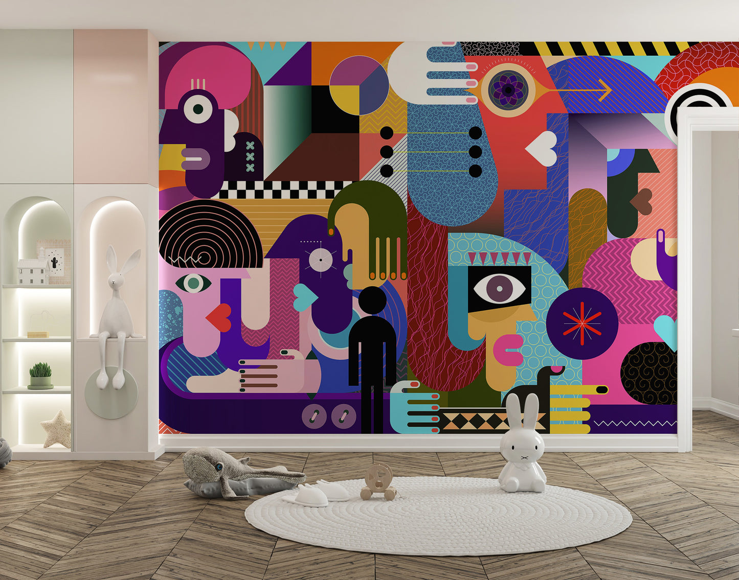 Modern Abstract People Collage Wall Mural