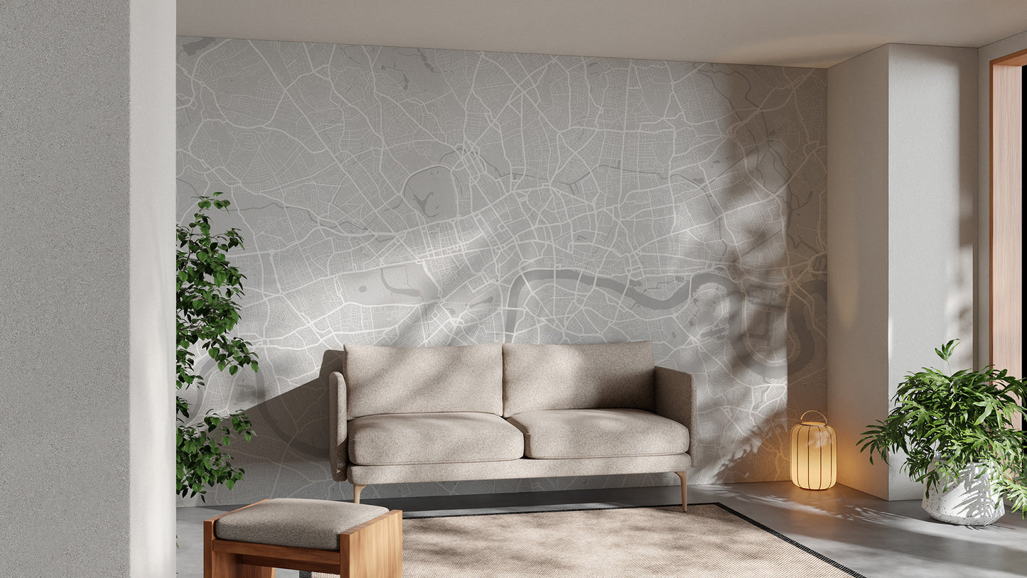 Chic London City Map Wallpaper for trendy decor