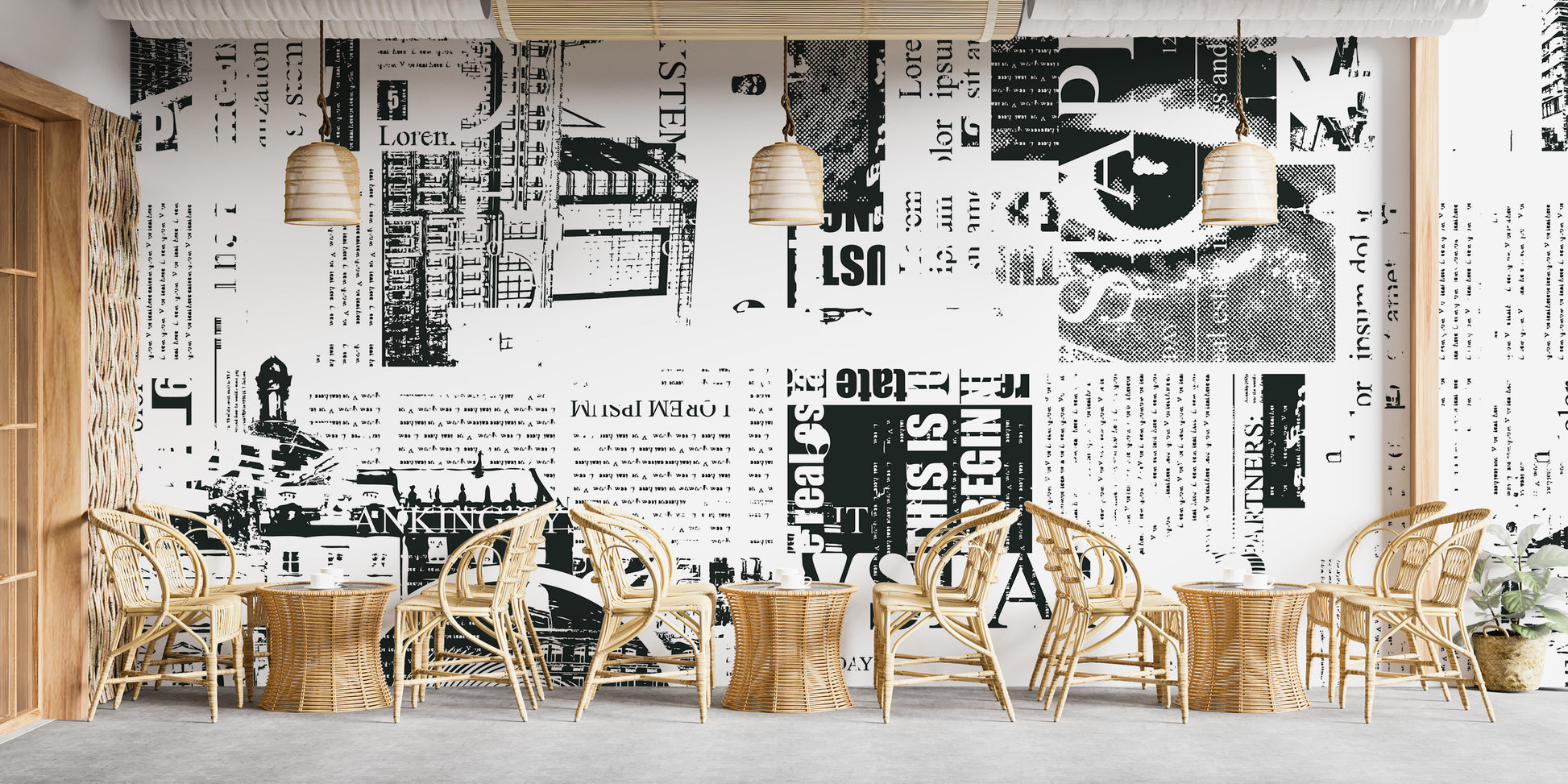 Newspaper wallpaper for trendy interiors
