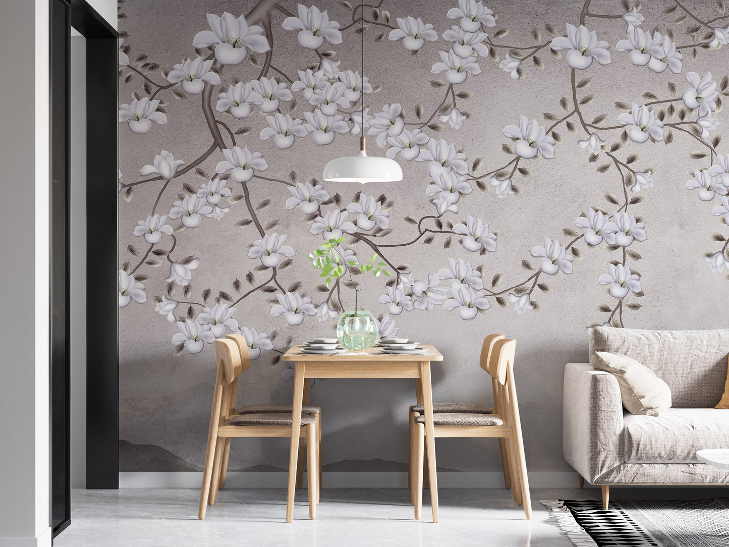 Floral Branches Mountain Wall Mural