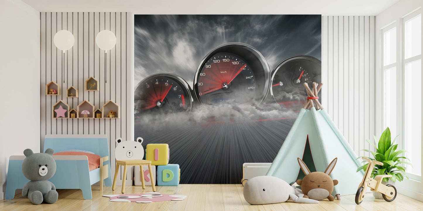 High Speed Car Dashboard Wall Mural