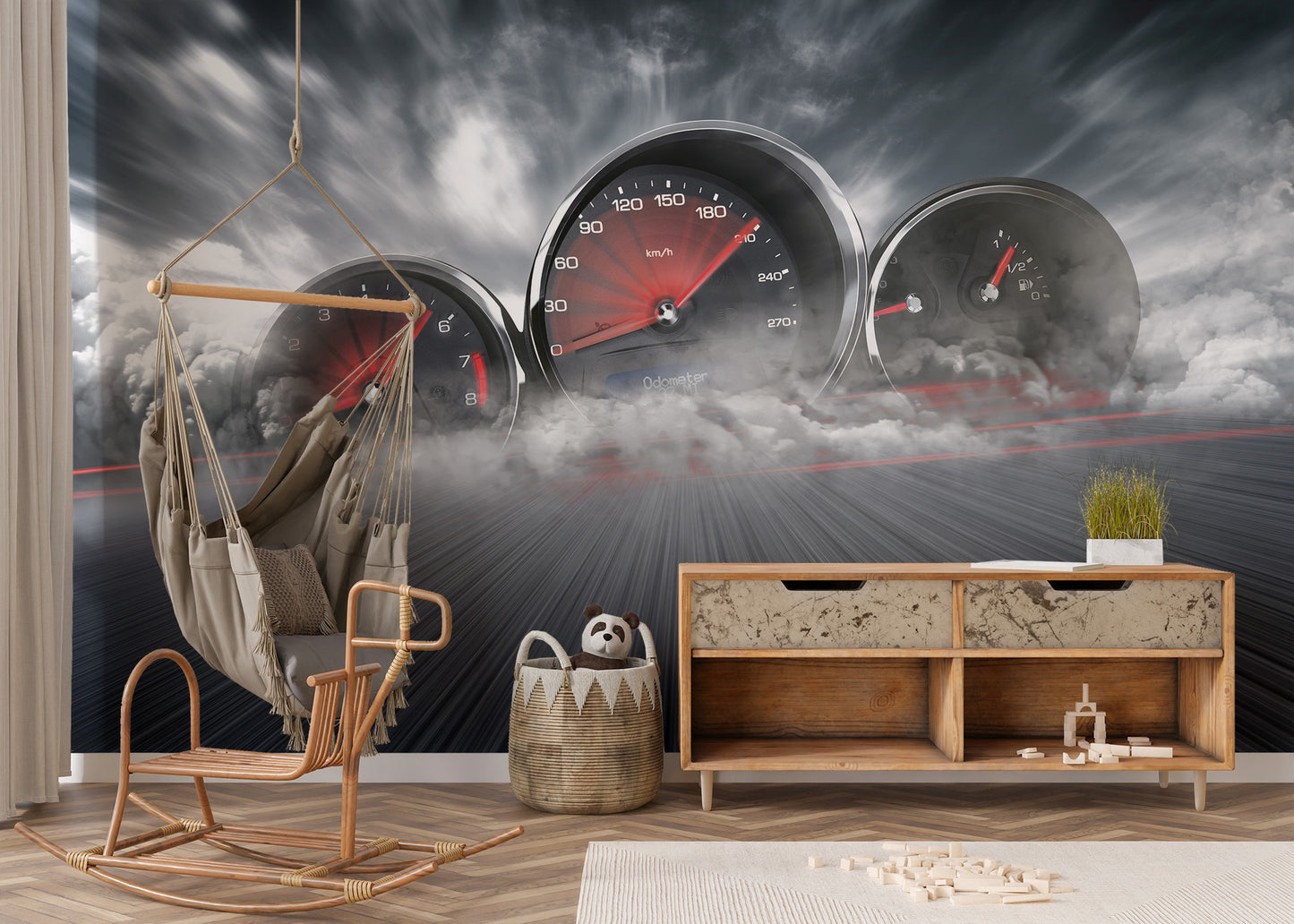 High Speed Car Dashboard Wall Mural