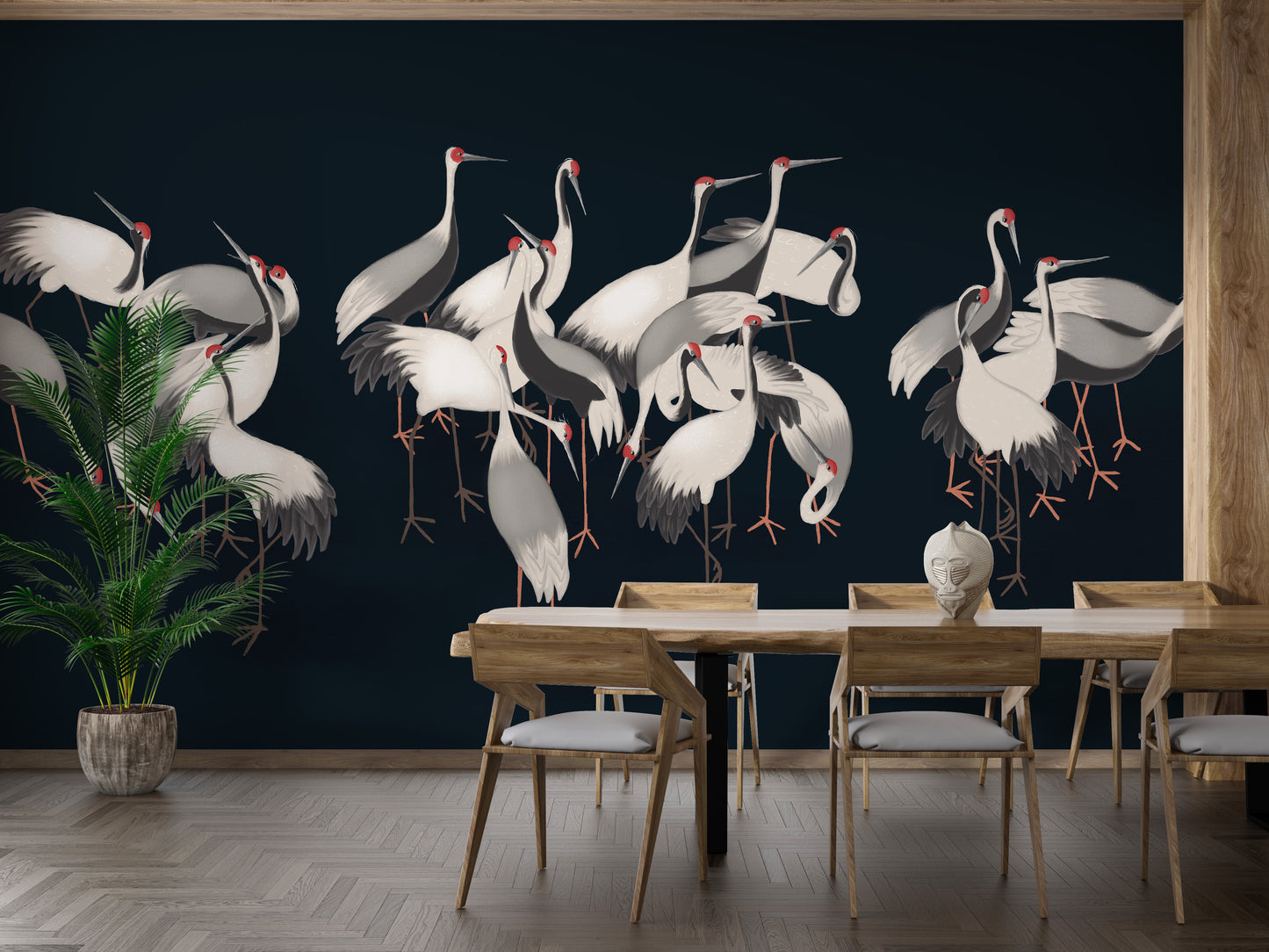 White Cranes Wall Mural