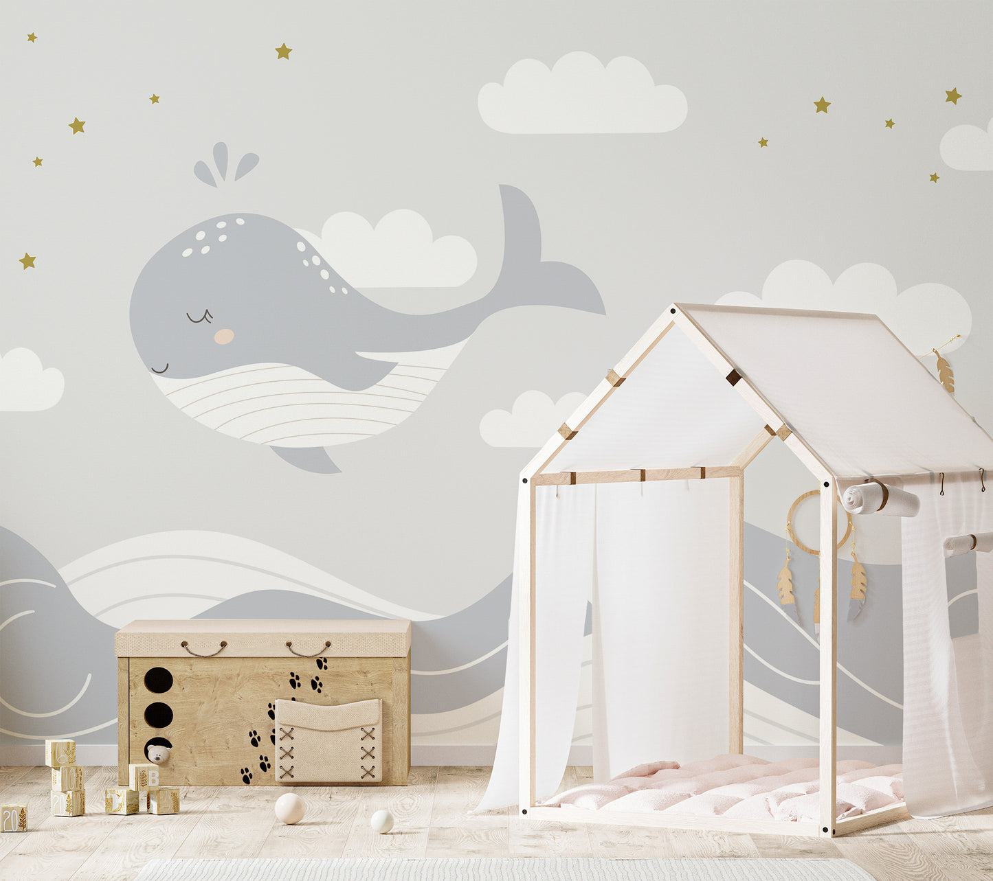 Whale dreams wallpaper for imaginative decor