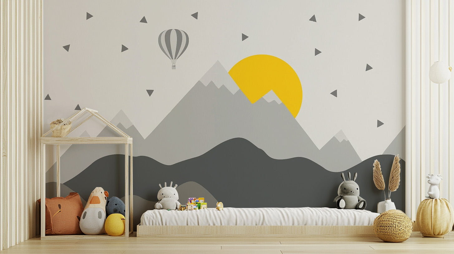 Dark Mountain with Stars in Sky Wallpaper Mural design
