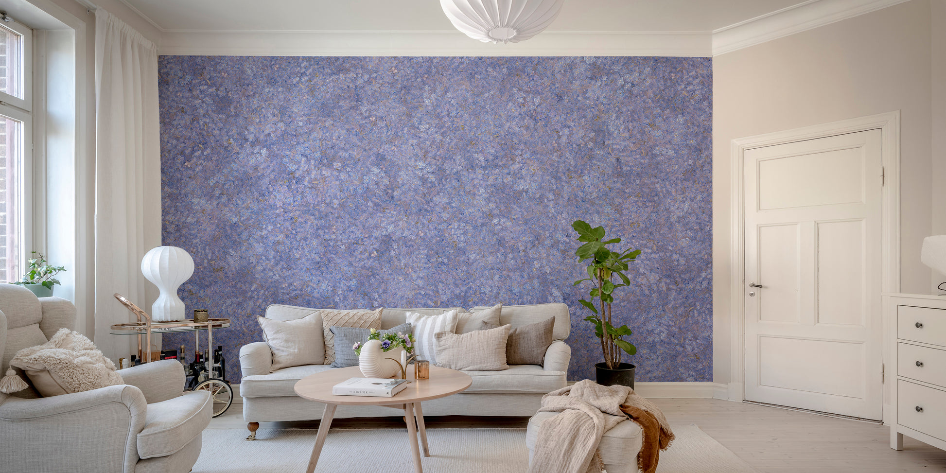 Purple floral wallpaper with fine details
