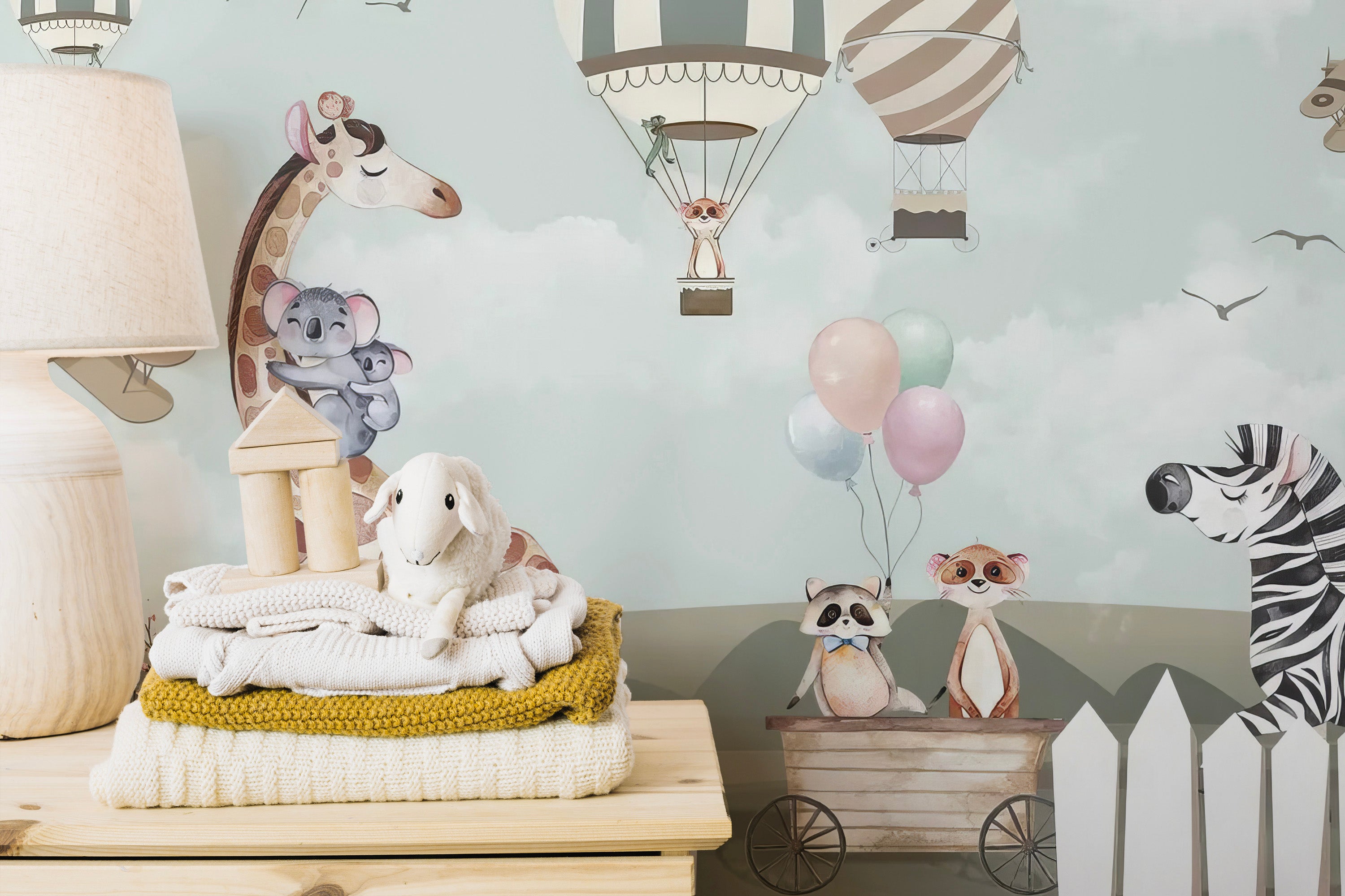 Playful animals wallpaper for kids' rooms