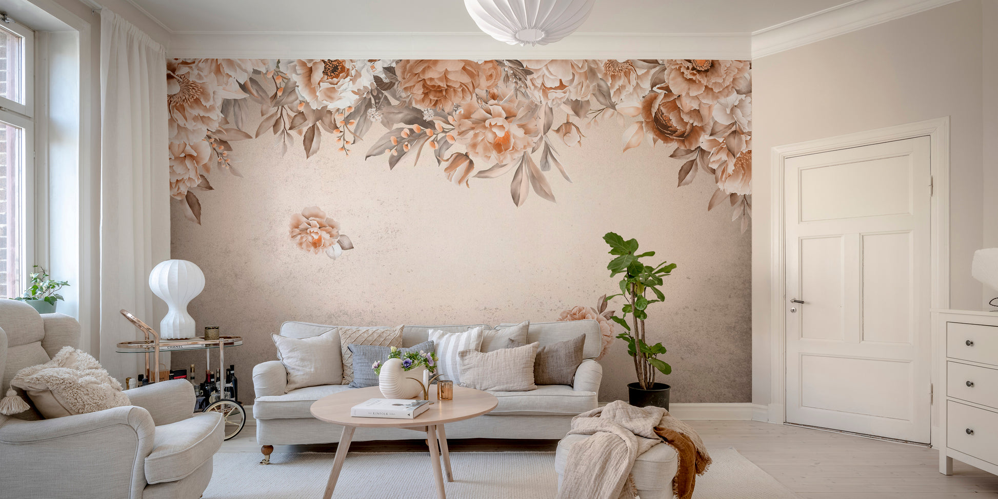 Peach Blossom Elegance Wallpaper floral design