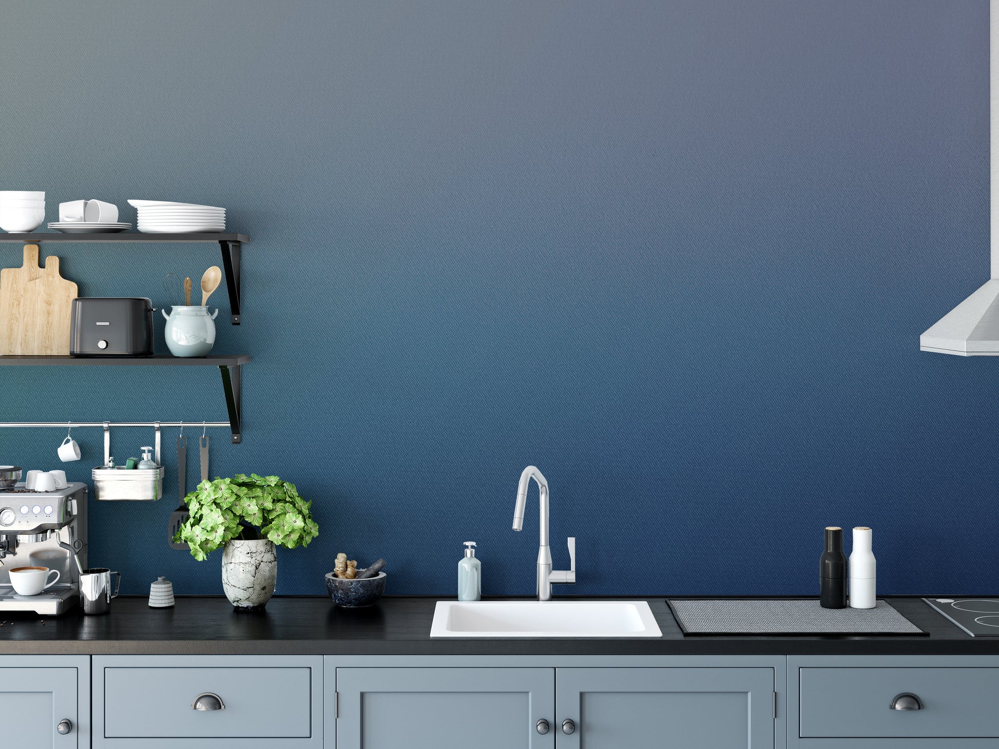 Peaceful textured blue wall mural design
