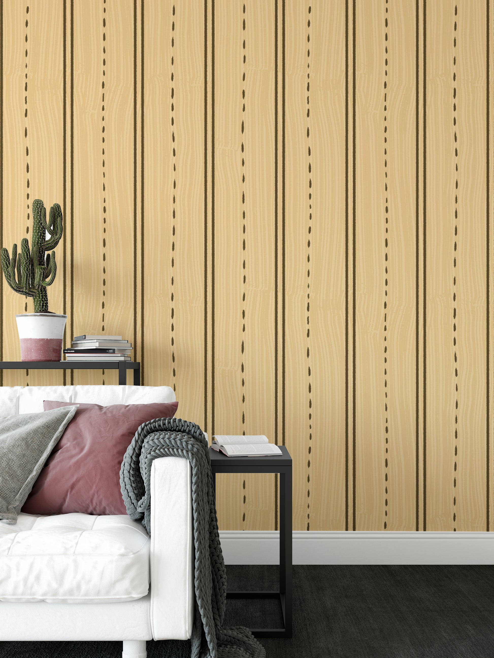 Elegant wooden striped wallpaper mural for natural aesthetics.