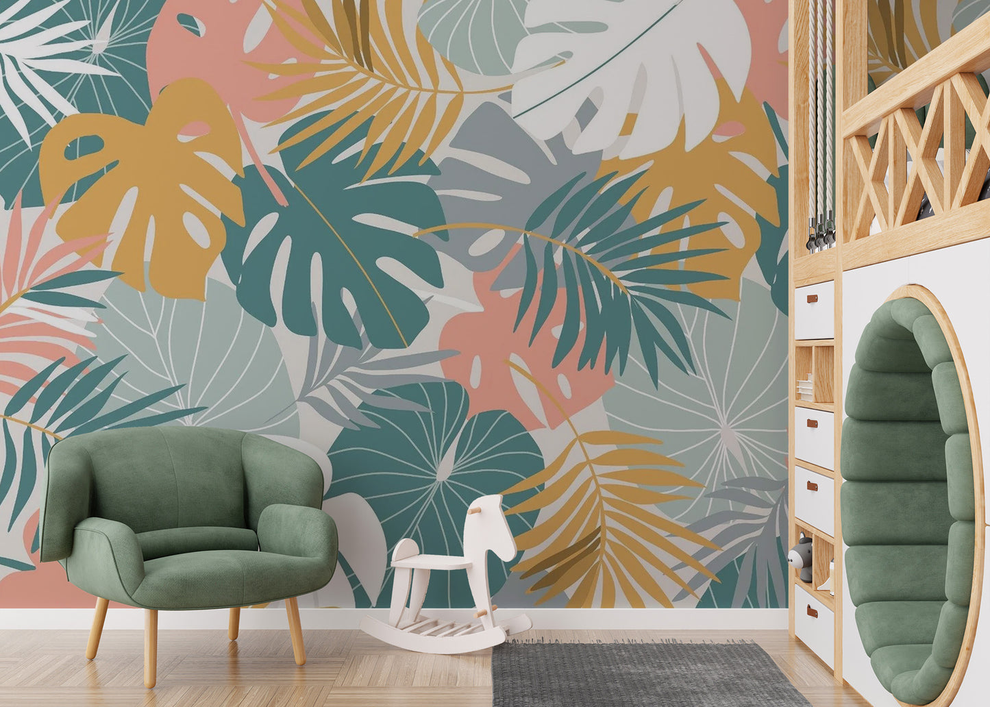 Tropical Colorful Leaves Wallpaper Mural