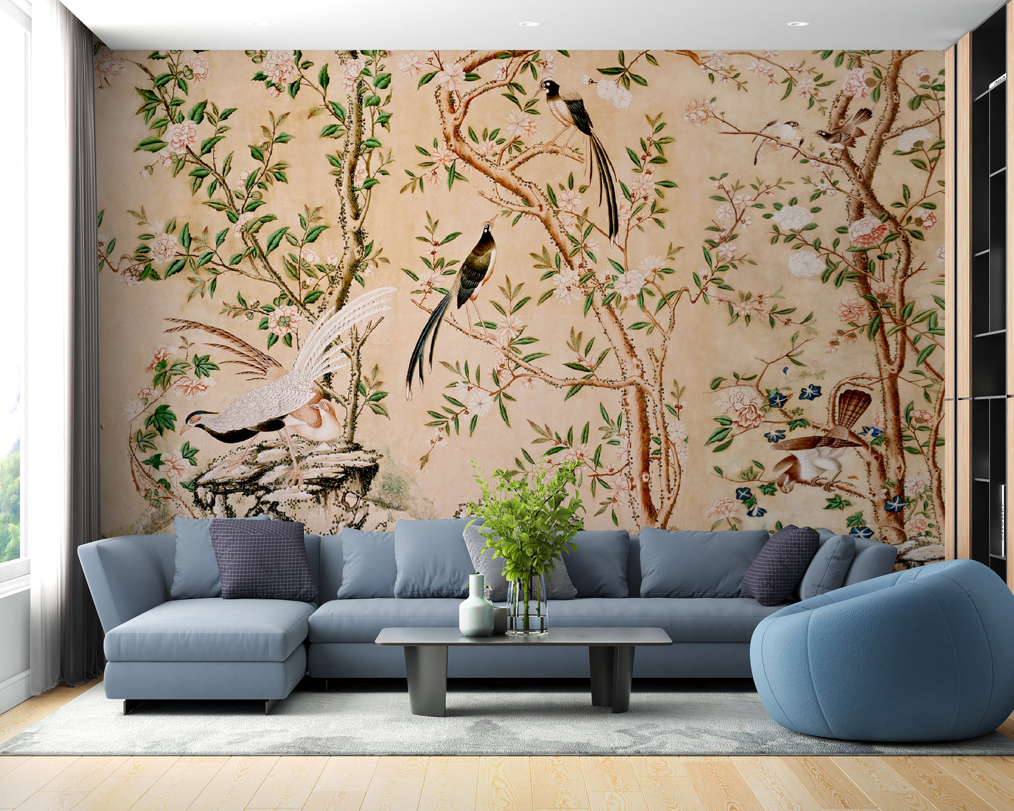 Sepia Chinoiserie Chinese Wallpaper Murals - Giffywalls