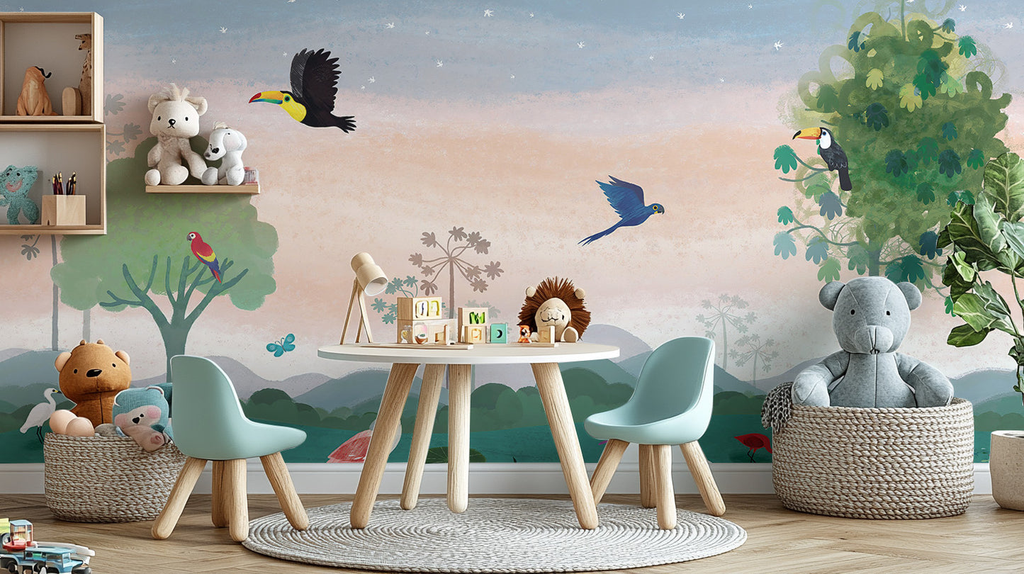 Enchanted Forest Bird Mural