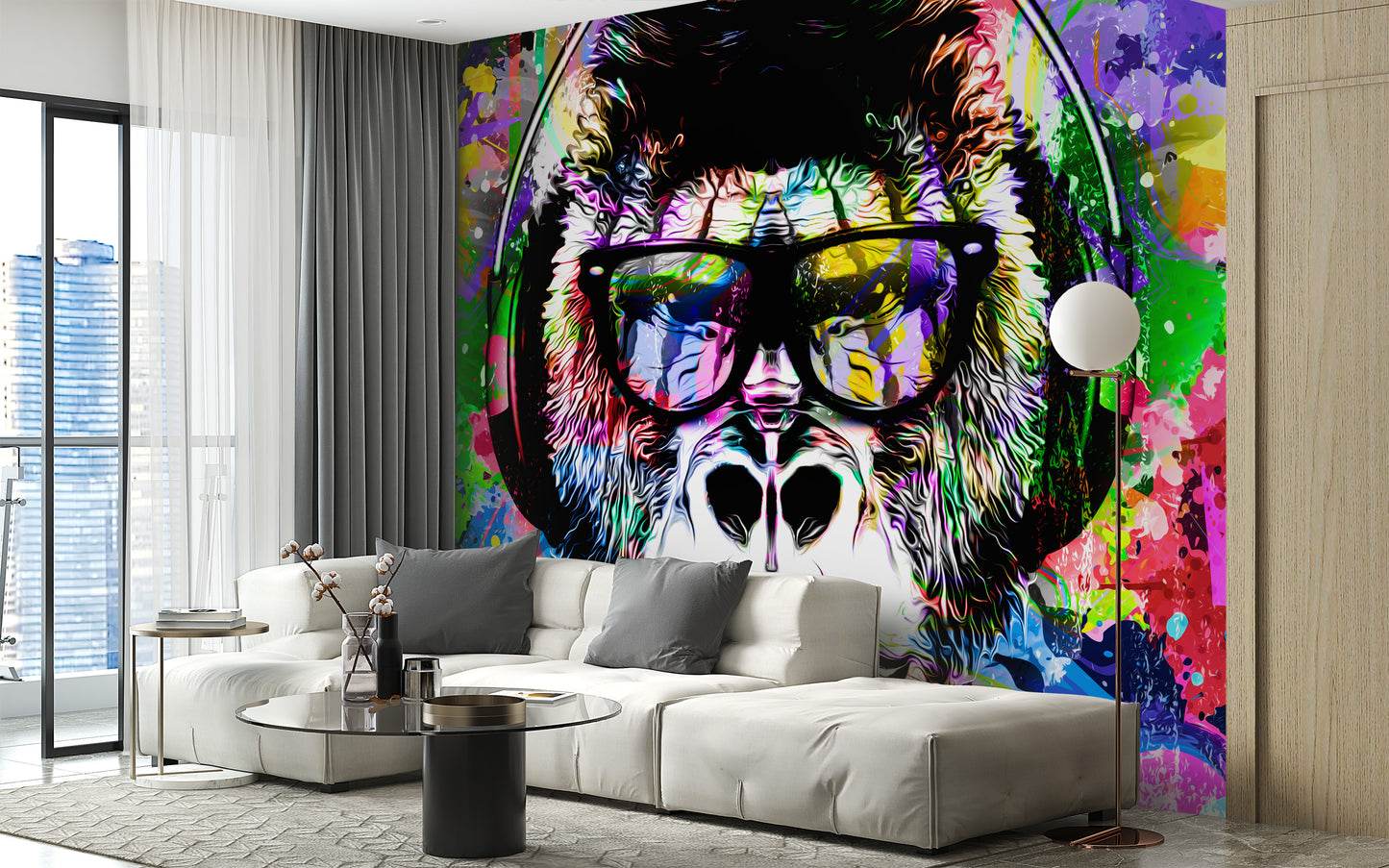 Colorful Monkey Graffiti Wallpaper Mural