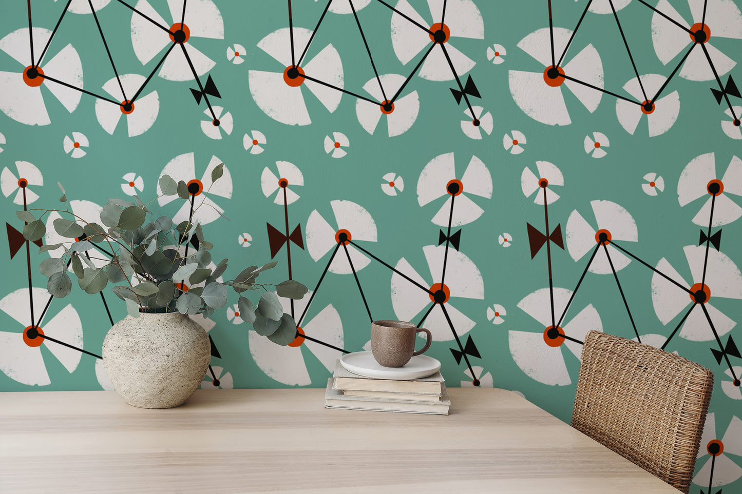 Wild Dandelion Blue Repeat Pattern Wallpaper for rooms