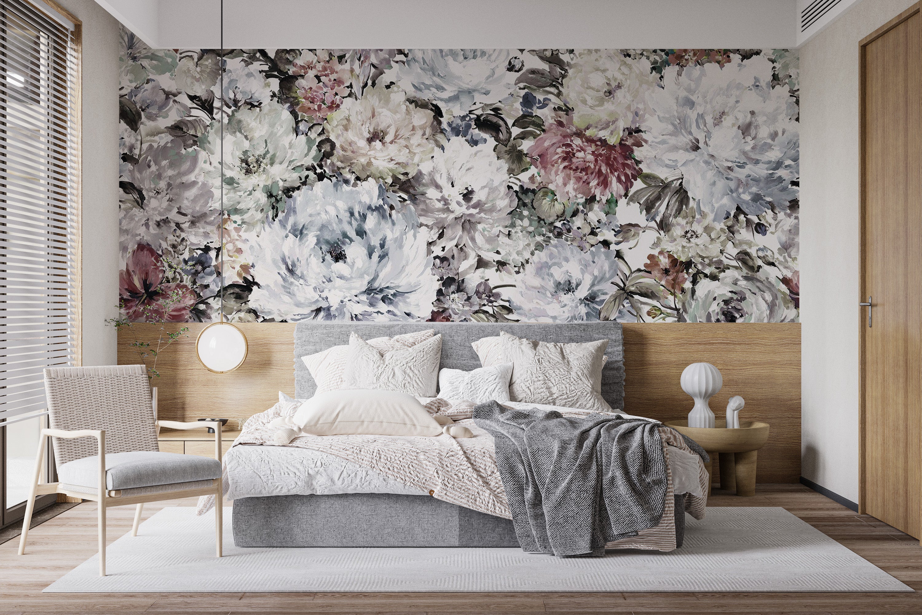 Delicate flowers wall mural for home decor
