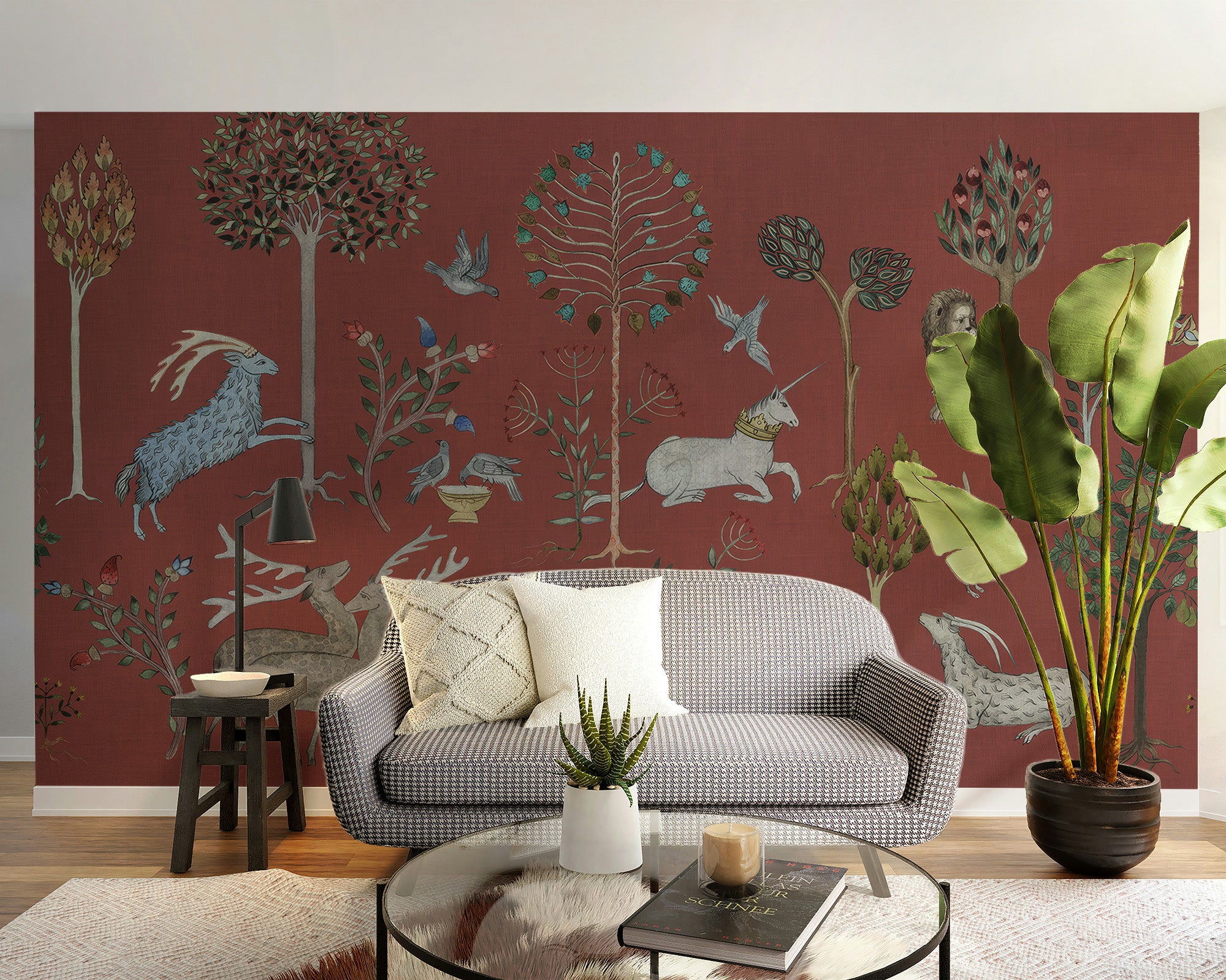 Fantasy-inspired mythical creatures arbor wallpaper for modern living rooms