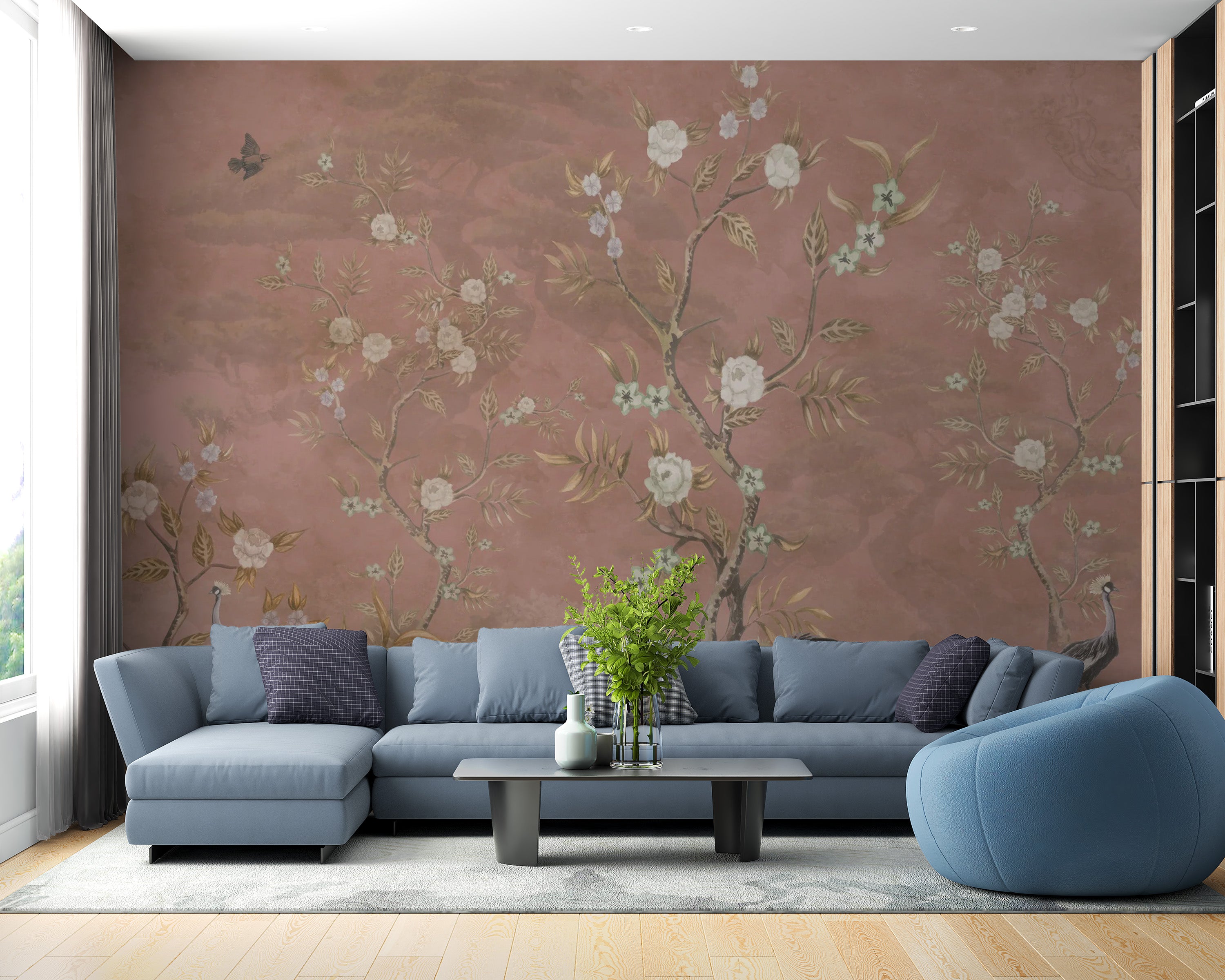 Brown Chinoiserie Wallpaper