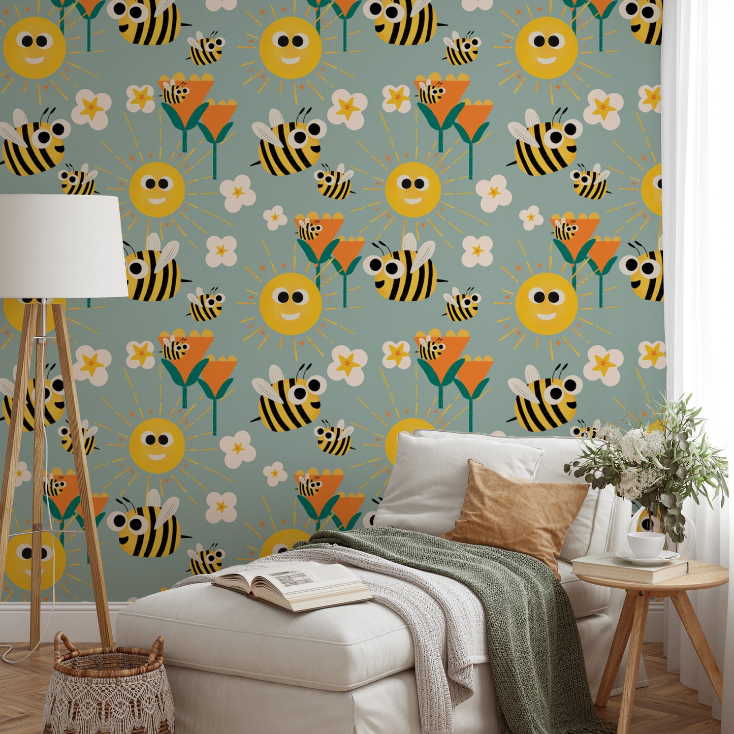 Bright and happy bee-themed wall decor
