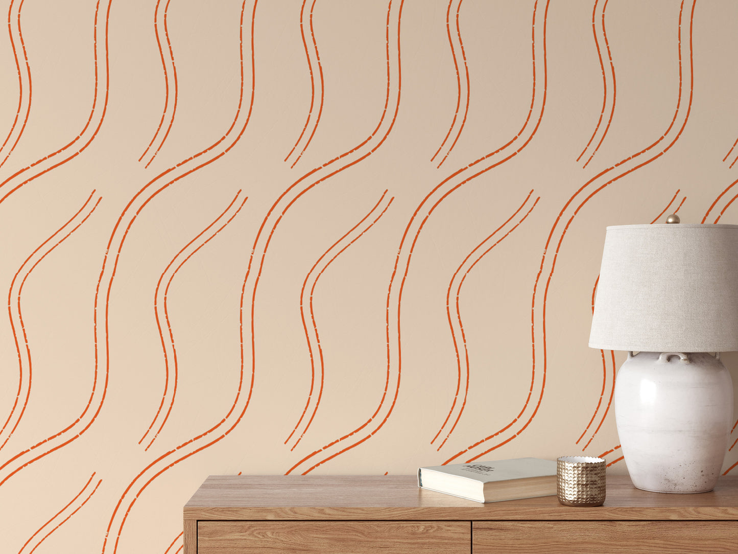 Orange Lines Mindfulness Zen Wallpaper for contemporary spaces
