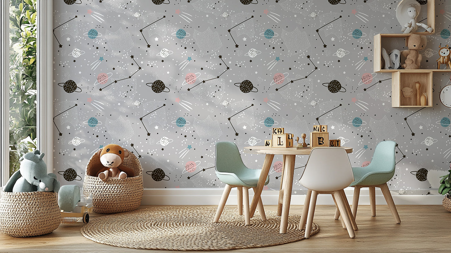 Space exploration wallpaper for kids’ walls