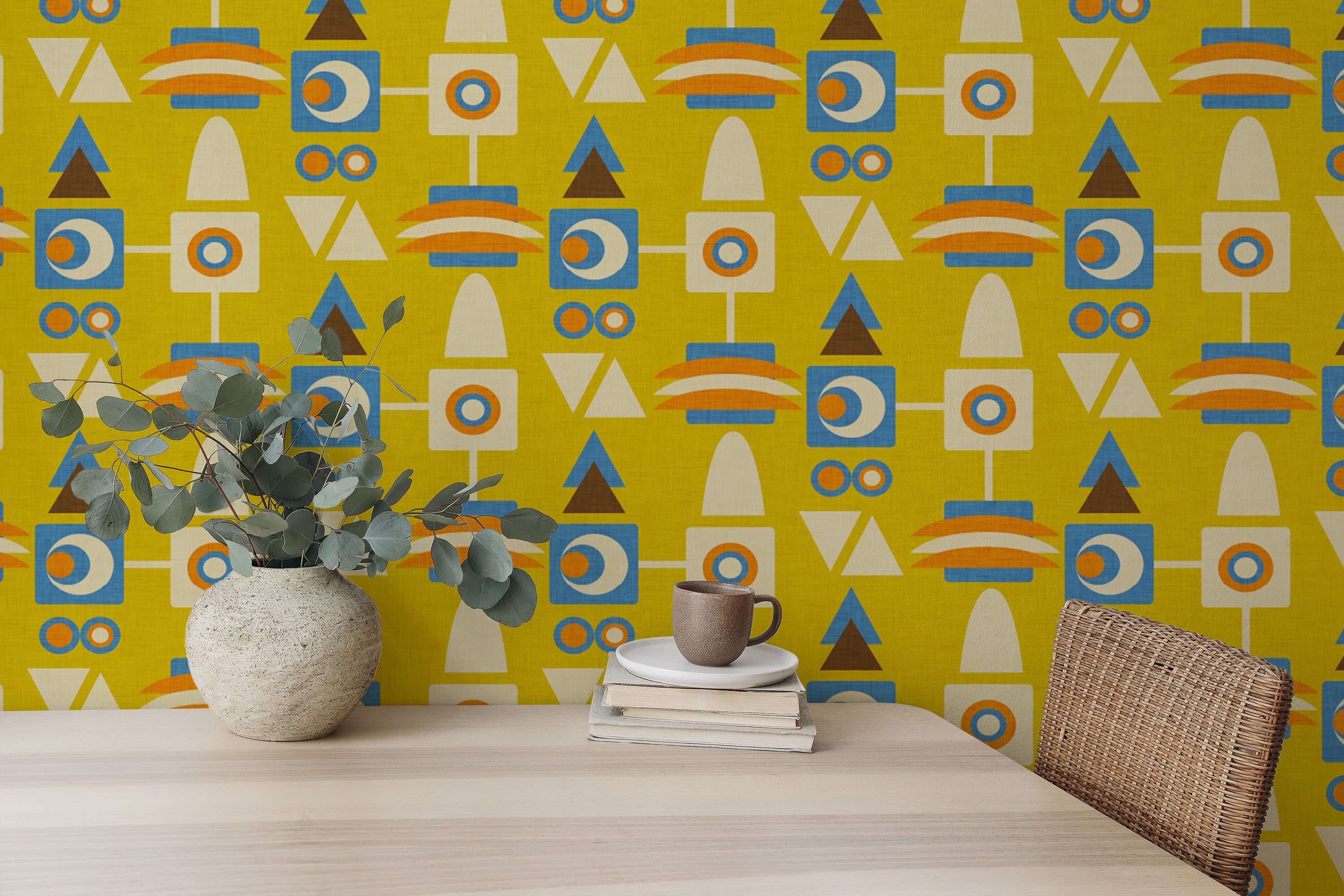 Avocado yellow geometric design for walls
