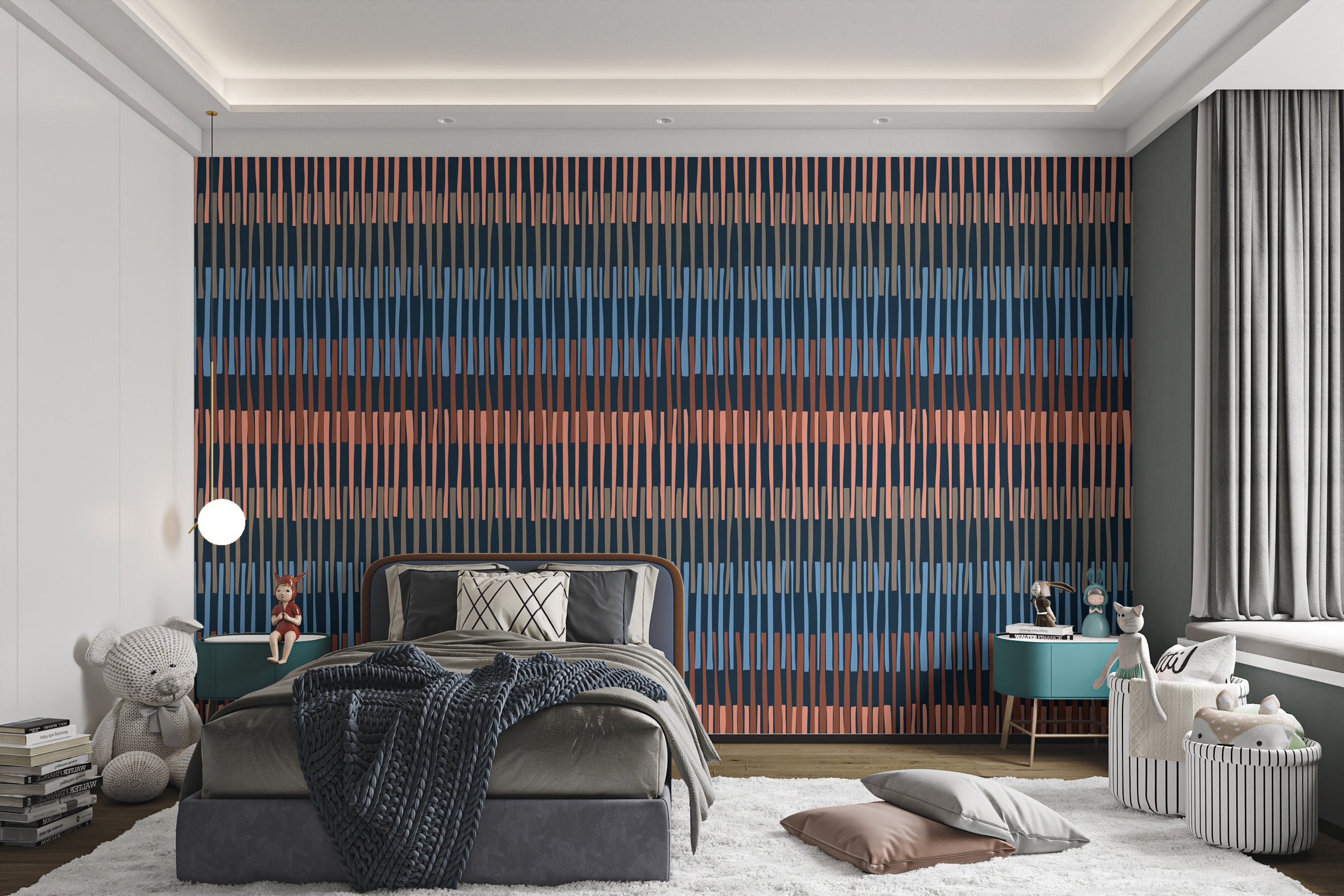 Elegant Striped Symphony Wall Design
