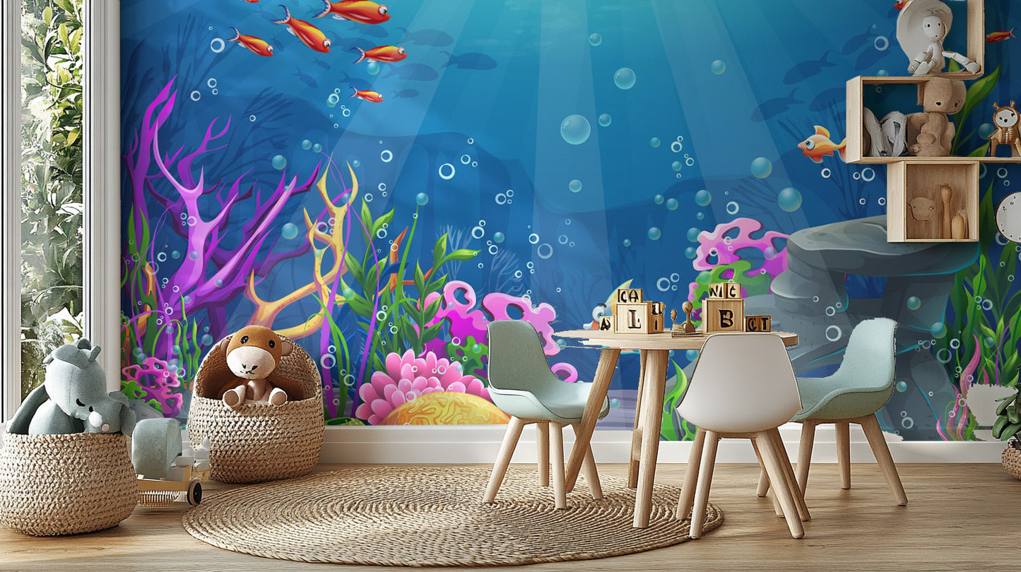 Blue Underwater Corel Reef Wallpaper Murals