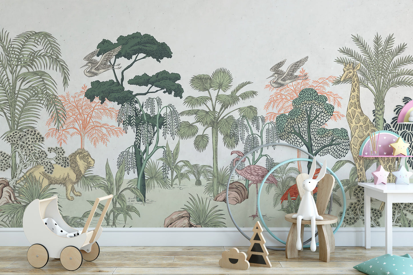 Cheerful tropical wildlife wall art
