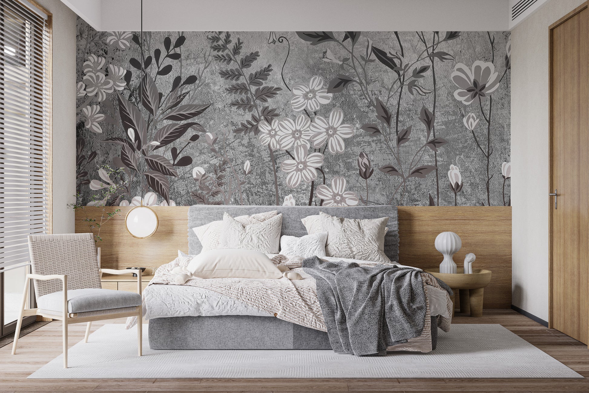 Floral-themed wall mural for cozy interiors
