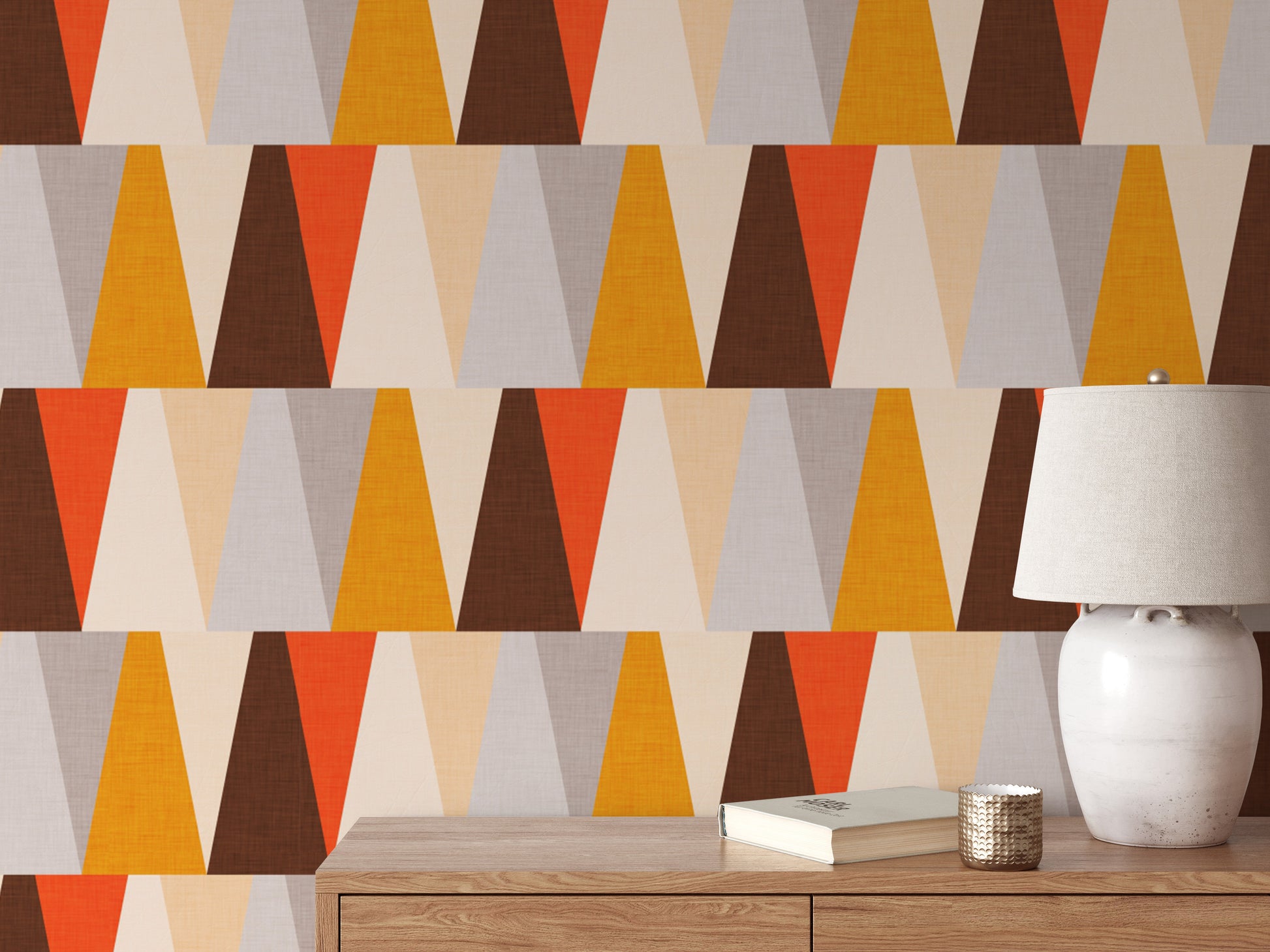 Geometric wallpaper featuring triangular shapes
