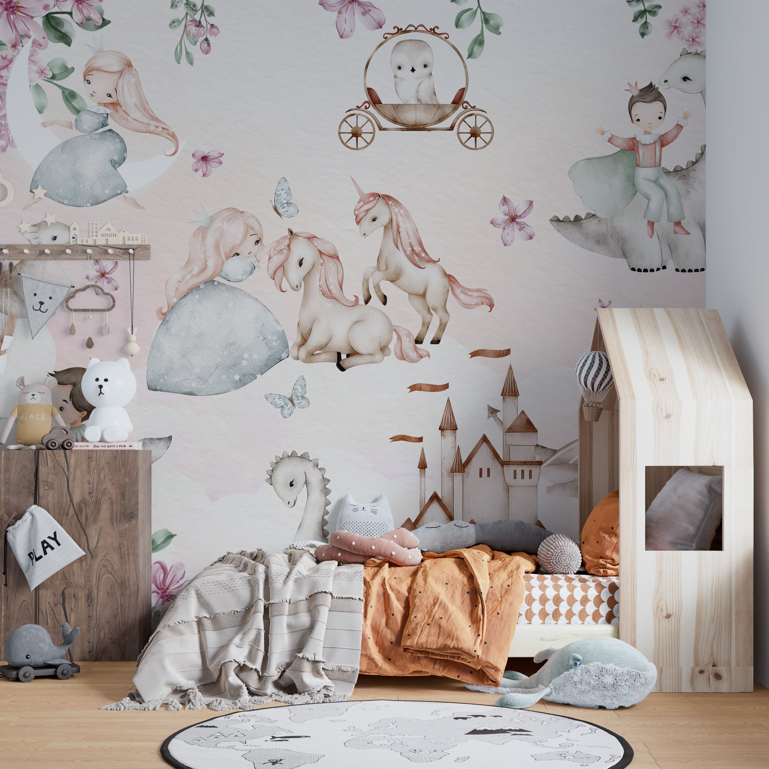 Enchanting storybook adventure mural for creative spaces