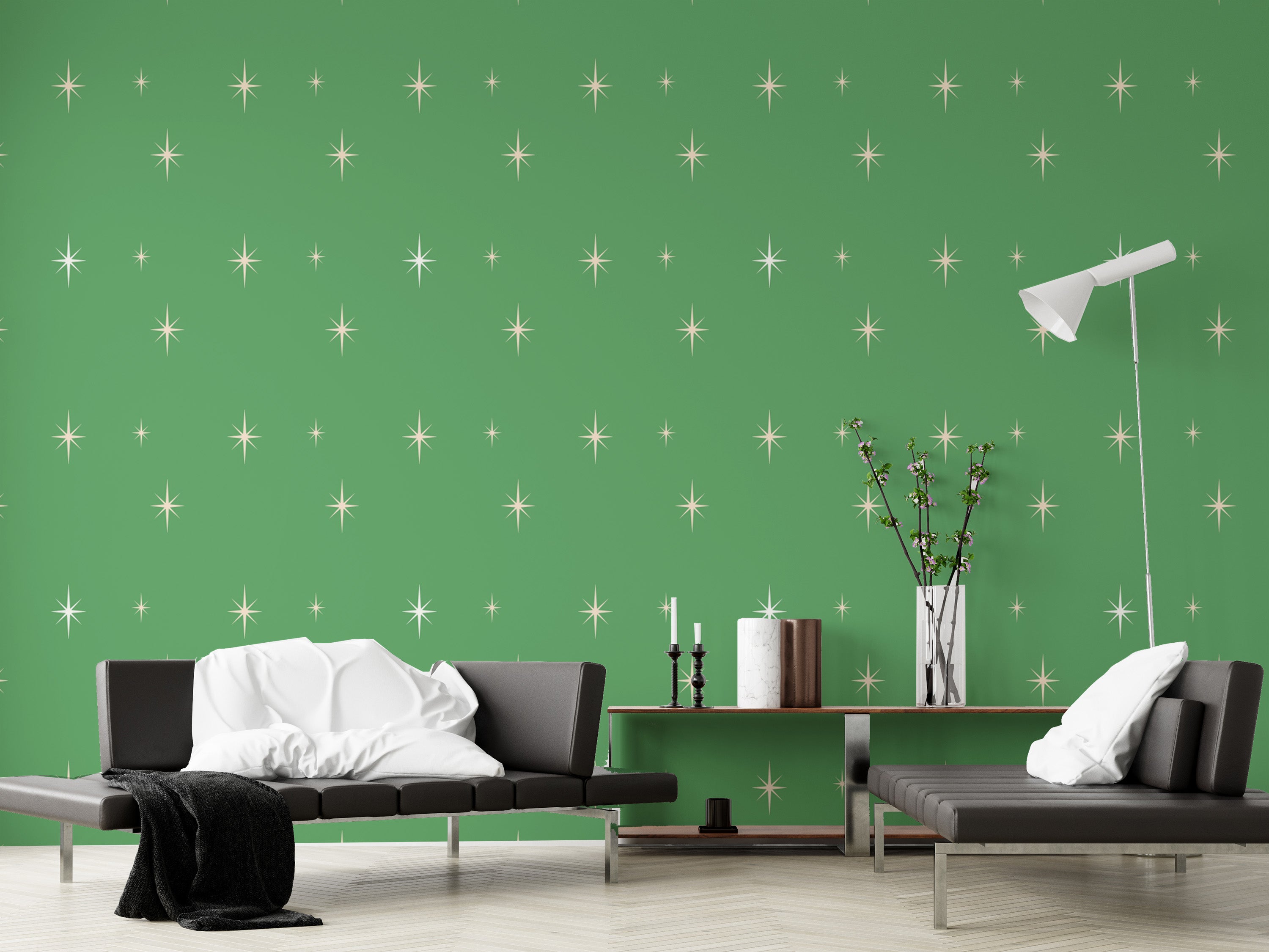 Bold Starburst Green Background Wallpaper for walls
