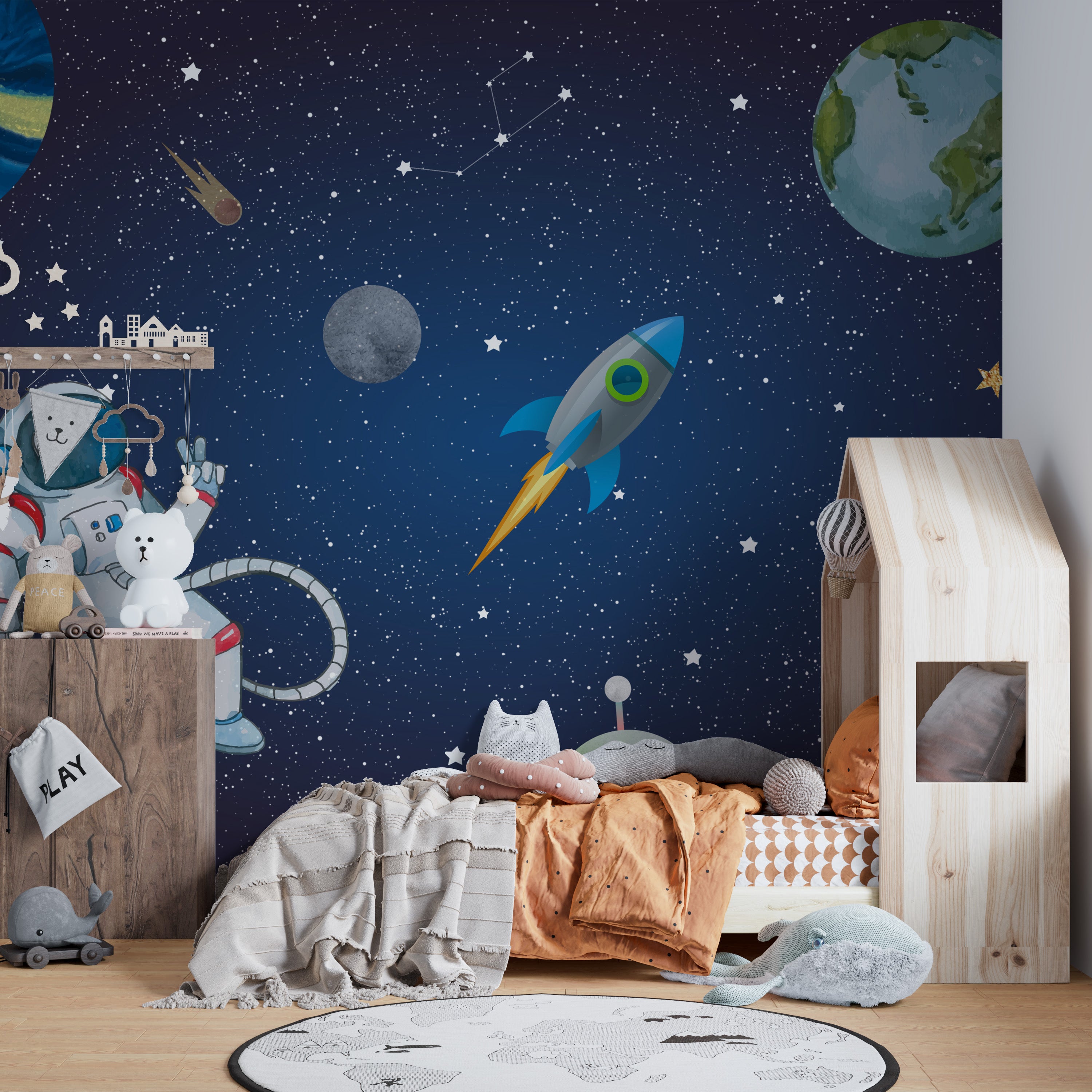 Orbiting Dreams Space Expedition Mural wallpaper for walls