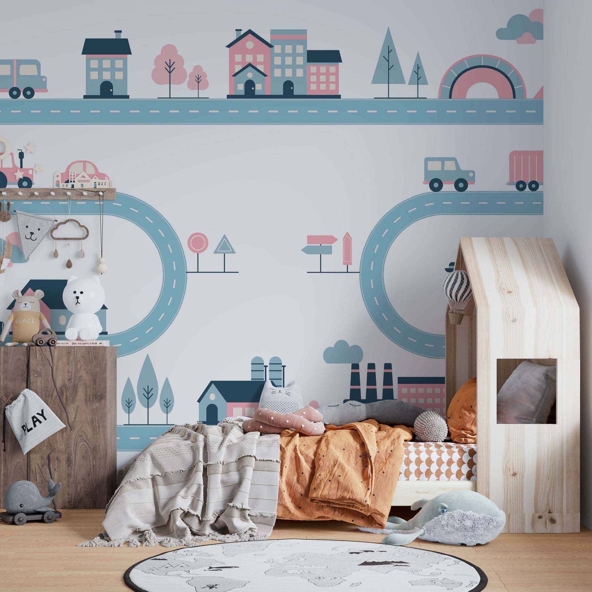 Tiny Town Urban Play Mural wallpaper