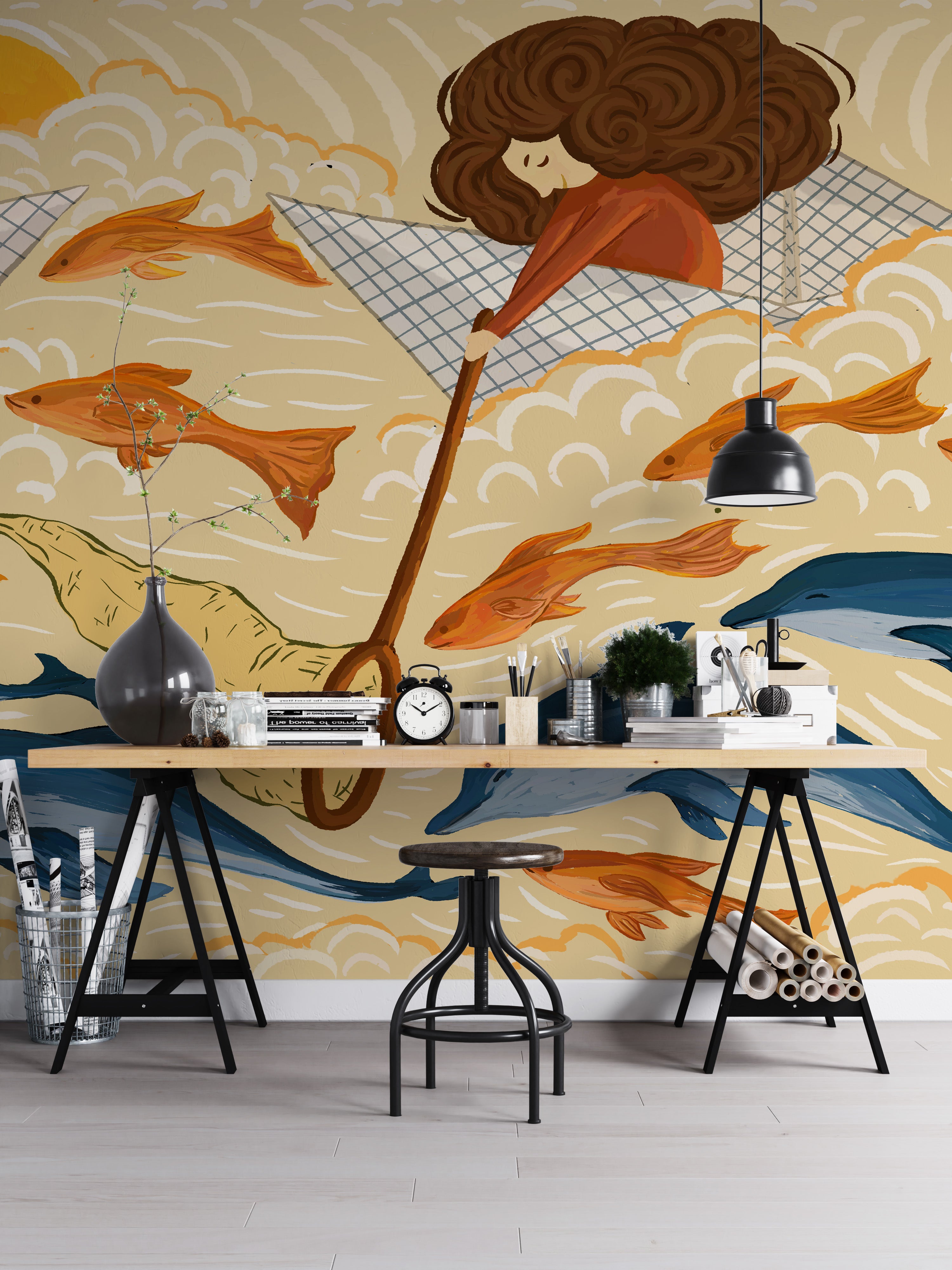 Inspiring chasing dreams wallpaper for motivational interiors.
