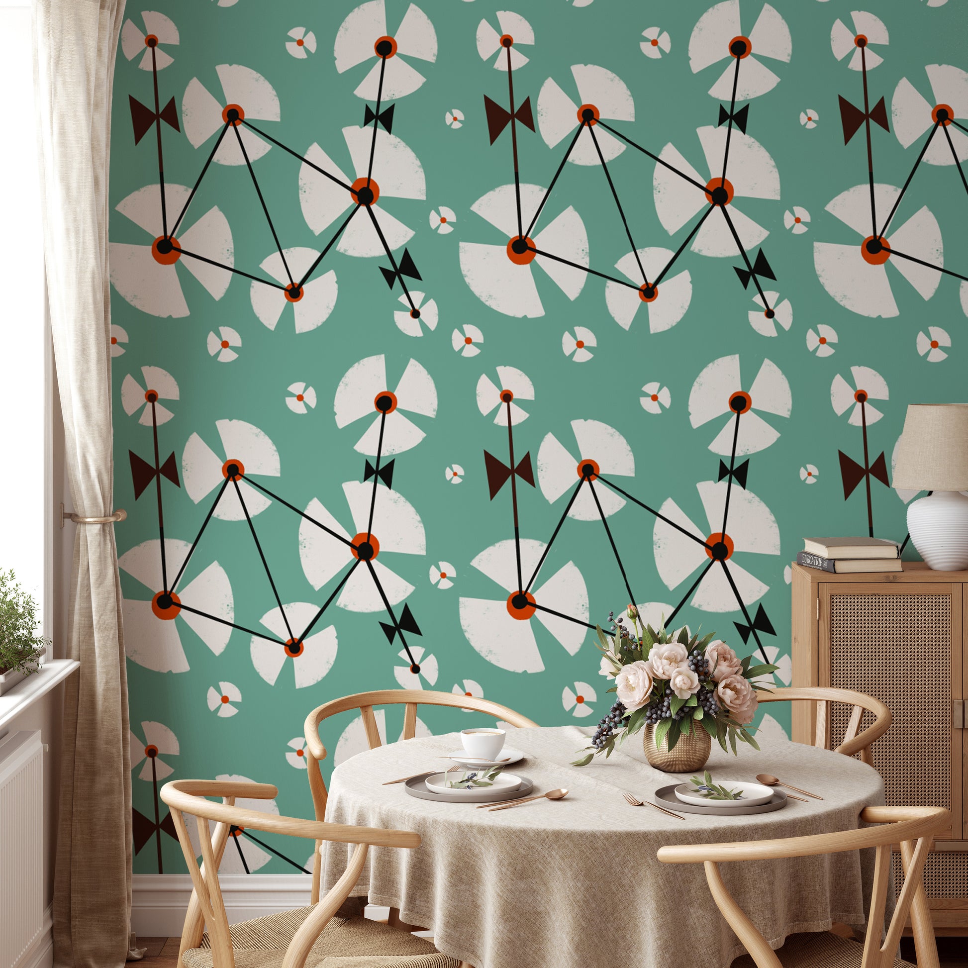 Blue Wild Dandelion Repeat Pattern Wallpaper for walls