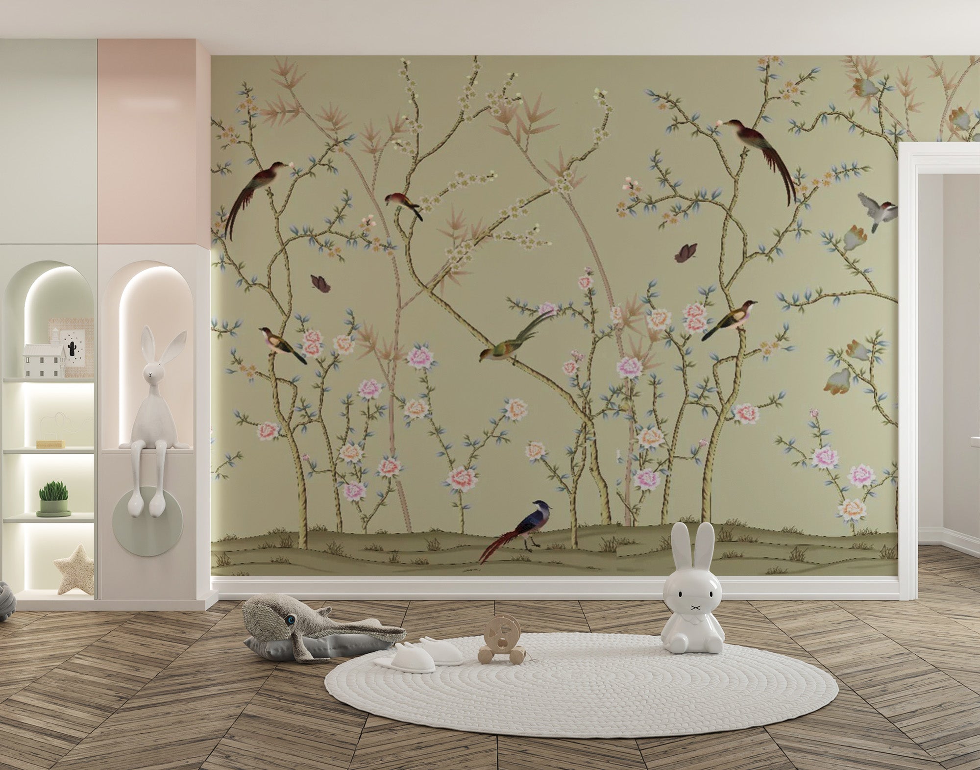 Chinoiserie Birds and Foliage Wallpaper
